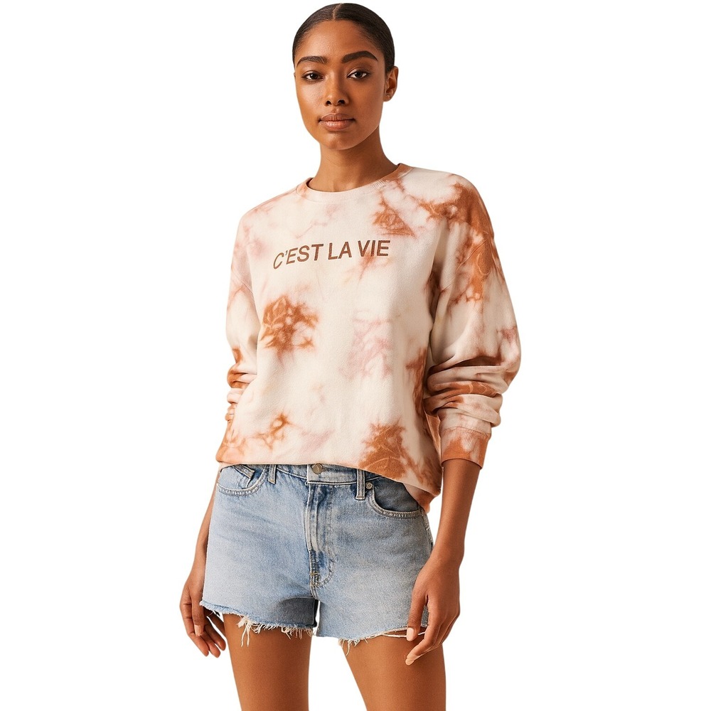 Anthropologie Lacausa Tie‎ Dye"C' EST LA VIE" Sweatshirt NEW